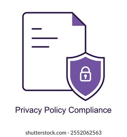 Icono de Vector para garantizar el cumplimiento de la privacidad. Representa una lista de comprobación y un símbolo de bloqueo para enfatizar el cumplimiento de las regulaciones de privacidad.