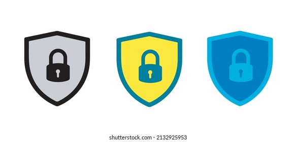 vector icon of security shield. Sheild security flat vector icon. security symbol in three different color concepts.