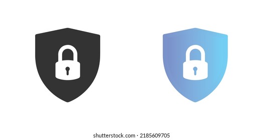 Vector Icon Of Security Shield. Sheild Security Vector Icon In Modern Flat Design Isolated On White Background In Two Different Styles. Vector Illustration Eps10.