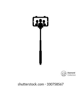 Vector icon of selfie stick with smartphone