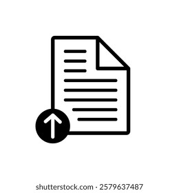 Vector icon to send document, Send file, Upload, Attach document, Add file, Send document, Request to send file, Select file on white background