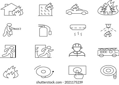 vector icon set about fire and forest fires