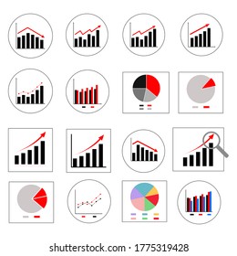 Vector icon set about graph business chart.