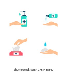 Vector icon set about prevention virus 