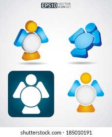 Vector icon set - abstract angel 