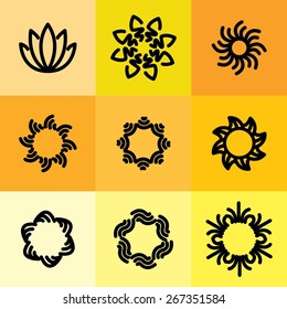 vector icon set of abstract frames & logo templates in line style - graphic design elements. these monograms or emblems also represent beauty & wellness business, women's beauty clinics, spa resorts