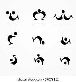 vector icon set of abstract people symbols