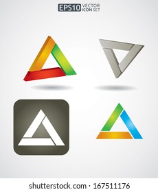 Vector icon set with abstract triangle