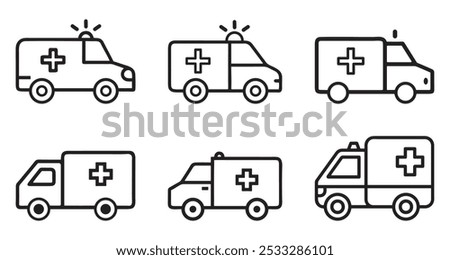 Vector icon set for ambulance.