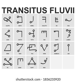 vector icon set with Ancient Occult  Alphabet Transitus Fluvii for your project