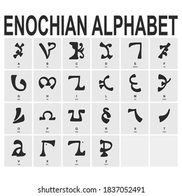 vector icon set with Ancient Occult  Enochian Alphabet  for your project