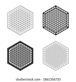 vector icon set with ancient symbol flower of life