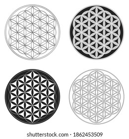 vector icon with set ancient symbol flower of life for your project