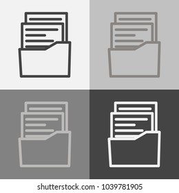 Vector icon set of the archive document. Document in the folder. Business report.