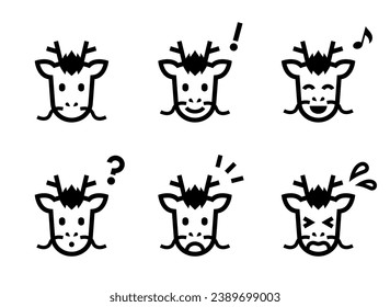 Vector icon set of assorted expressions of dragon