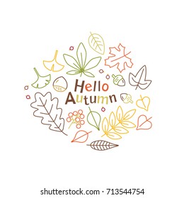 Vector icon set of autumn plants