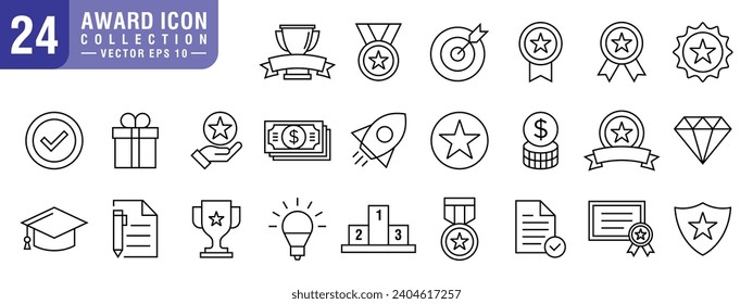 Vector of icon set award, trophy, medal, winner prize, bonus, vector EPS 10.