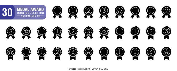 Vector del juego de iconos, trofeo, medalla, premio ganador, bono, vector EPS 10.