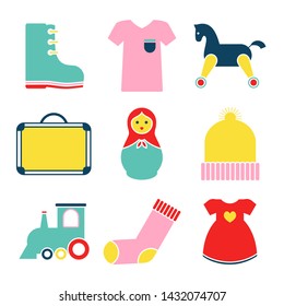 Vector Icon Set. Baby Accessories.