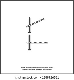 Vector icon set of barrier. The road  open and close barrier  on white isolated background.  Layers grouped for easy editing illustration. For your design.