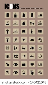 Vector icon set, for bathroom, laundry, clothes, kitchen and study