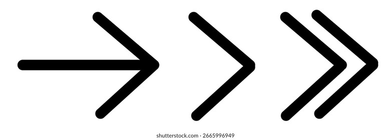 Vektorsymbol-Satz schwarzer Pfeile einzeln auf weißem Hintergrund
