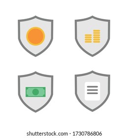 conjunto de iconos vectoriales de conjuntos de dólares y escudos