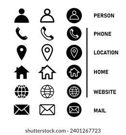 Juego de iconos de vectores para tarjeta de visita