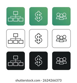 Vector icon set of business. Vector icon set of financial. Vector UI Illustration Business Finance Concept