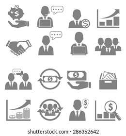 Vector icon set business and financial performance.