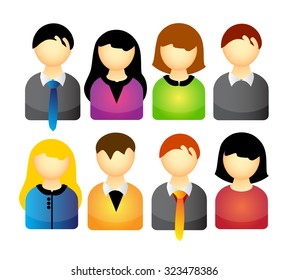 Vector icon set of business people isolated over white background