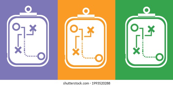 Geschäftsplanung mit Vektorsymbol hat drei Farben, violett, grün und orange