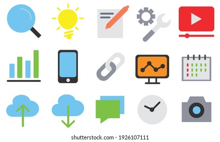 Vector icon set. Business, strategy, management and marketing, colorful flat design icon set. template elements for web and mobile applications. svg