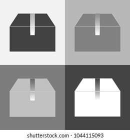 Vector icon set  cardboard box. Box for things.