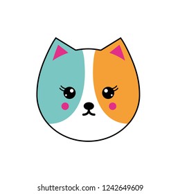 Vector icon set with cat in flat style