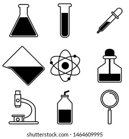 Vector icon set chemistry white background