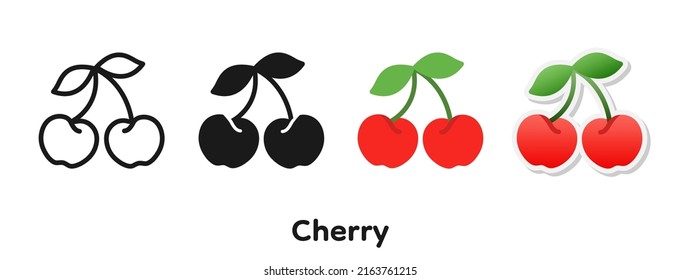 Vector icon set of Cherry.