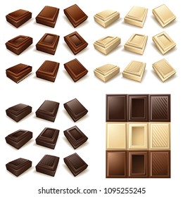 Vector icon set - Chocolate pieces and bars
