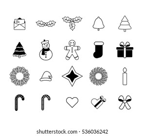 Vector icon set for christmas on white background