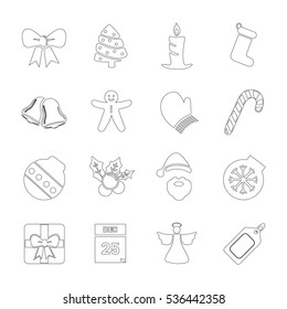 Icono de vector establecido para las navidades en fondo blanco