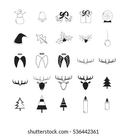 Icono de vector establecido para las navidades en fondo blanco