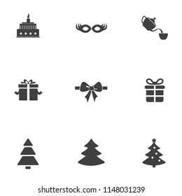 vector icon set - christmas tree vector, gift, ball, candle, falling star, turke, sale