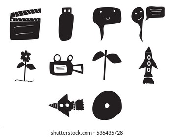 Vector icon set for cinema on white background