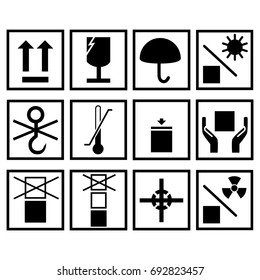 Vector icon set, collection packaging symbols isolated on white background