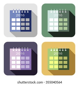 Vector icon. Set of colorful icons of calendar, isolated on the white background