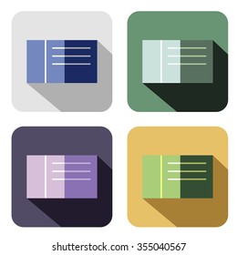 Vector icon. Set of colorful icons of business card, isolated on the white background