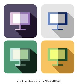 Vector icon. Set of colorful icons of monitor, isolated on the white background