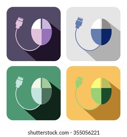 Vector icon. Set of colorful icons of pc mouse, isolated on the white background