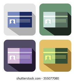 Vector icon. Set of colorful icons of credit card, isolated on the white background
