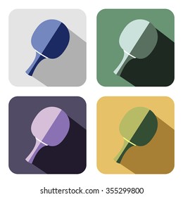 Vector icon. Set of colorful icons of ping pong racket, isolated on the white background